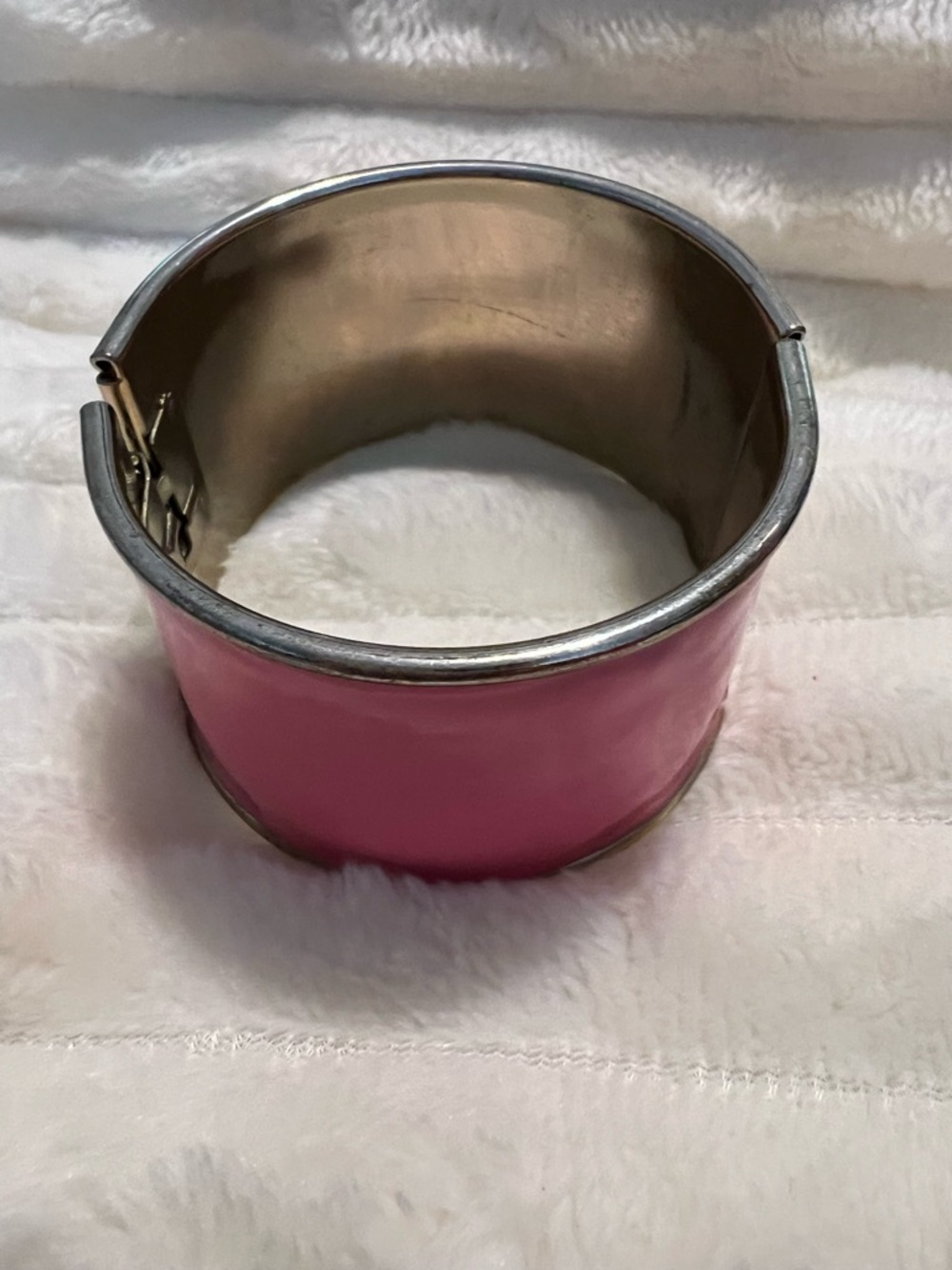 Pink and Orange Enamel Hinged Statement Bracelet - Picture 4 of 6